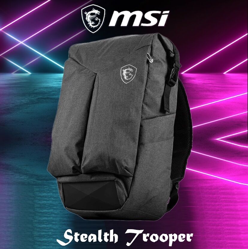 BAG-MSI-STEALTH-GREY MSI Sleek Look Stealth Trooper Grey Backpack ; Spacious Compartment ; Organizational Pockets ; Padded Laptop Sleeve ; Fits up to a 15.6" Laptop