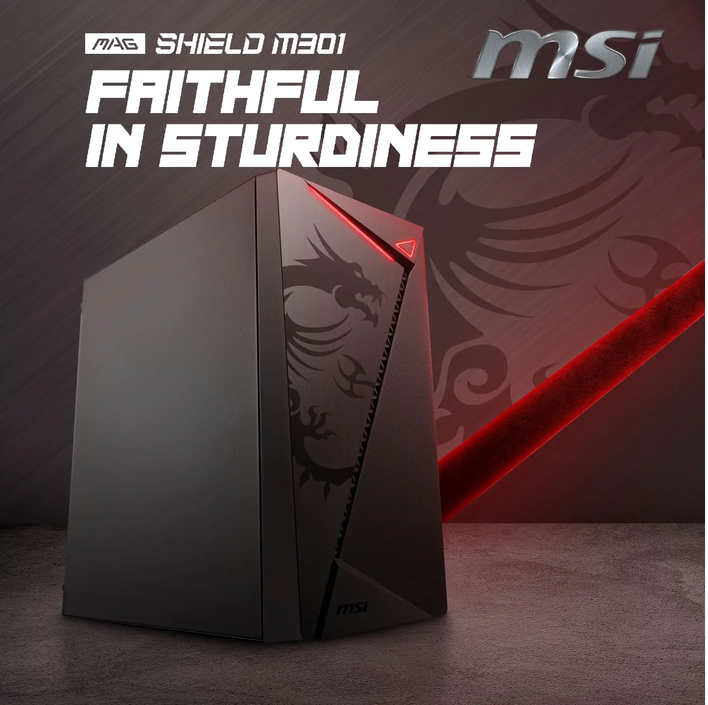 306-7G13M25-809 MSI Micro-ATX Tower Case 250mm GPU Support MSI MAG SHIELD M301 Micro-ATX Tower Case with USB 3.2