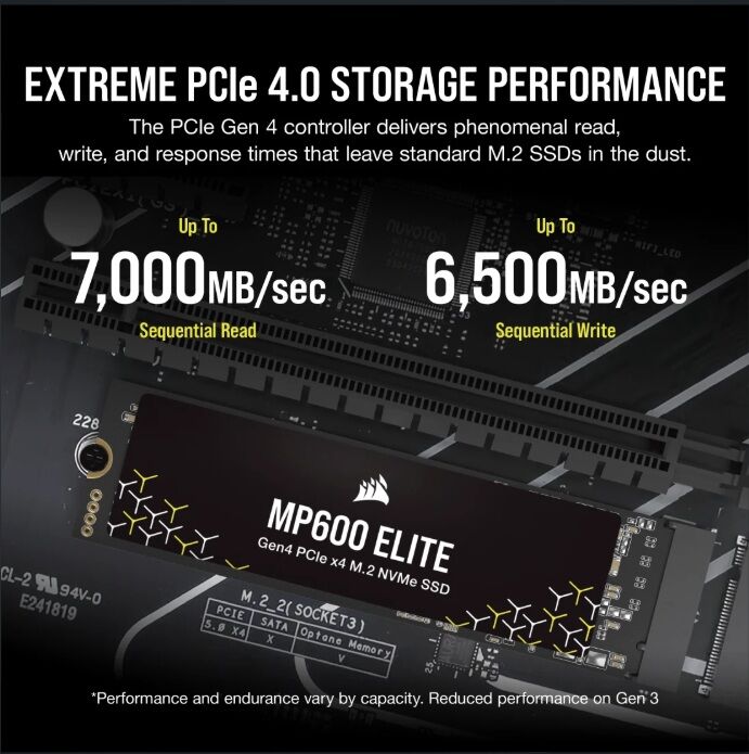 F1000GBMP600ENH Corsair MP600 Elite 1TB NVMe Gen 4 7000 Mbps Corsair MP600 Elite M.2 2280 1TB PCI-Express 4.0 x4