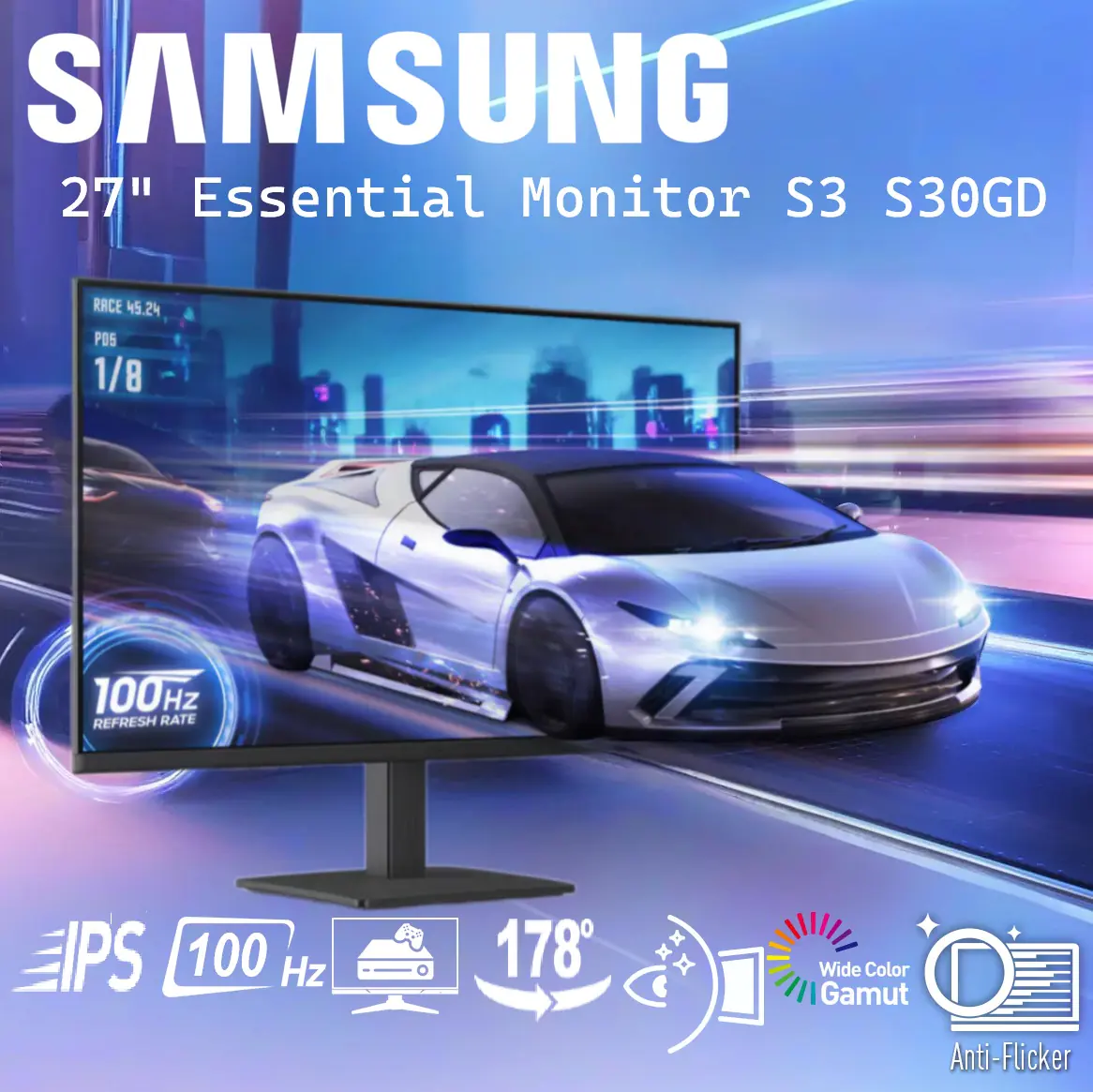 LS27D300GAM SAMSUNG 27 inch Essential Monitor 100Hz SAMSUNG S3 S30GD 27" Essential Monitor 100Hz Full HD IPS 5ms (GTG)