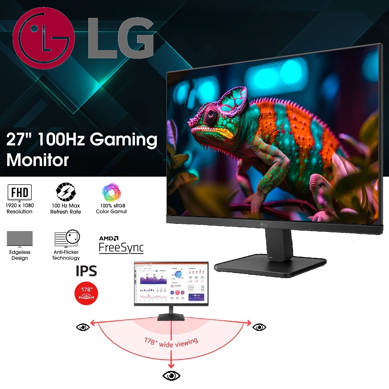 27MR400-B LG 27-inch FHD IPS Monitor 100Hz AMD FreeSync LG 27MR400-B 27-inch FHD (1920 x 1080) Computer Monitor