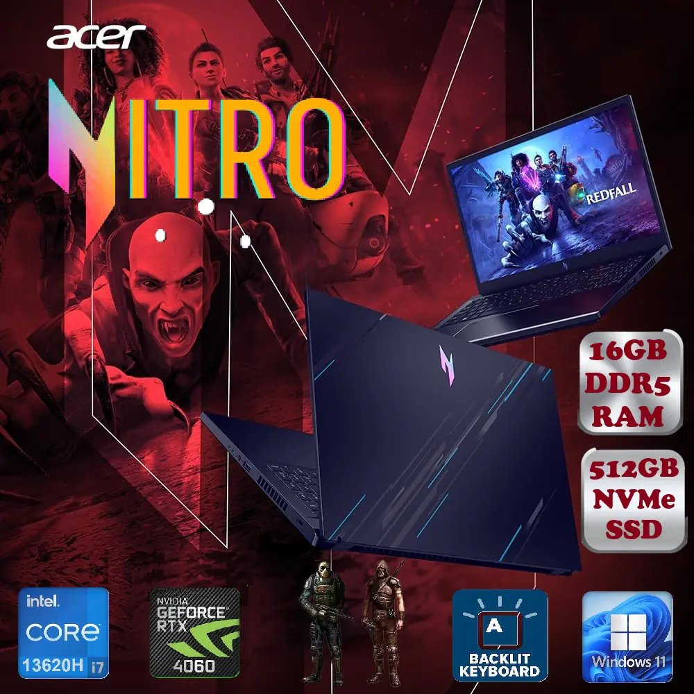 ANV15-51-789J Acer Nitro V 15 Core i7 16GB DDR5 RAM RTX 4060 Acer Nitro V 15 ANV15-51 Intel® Core™ i7-13620H