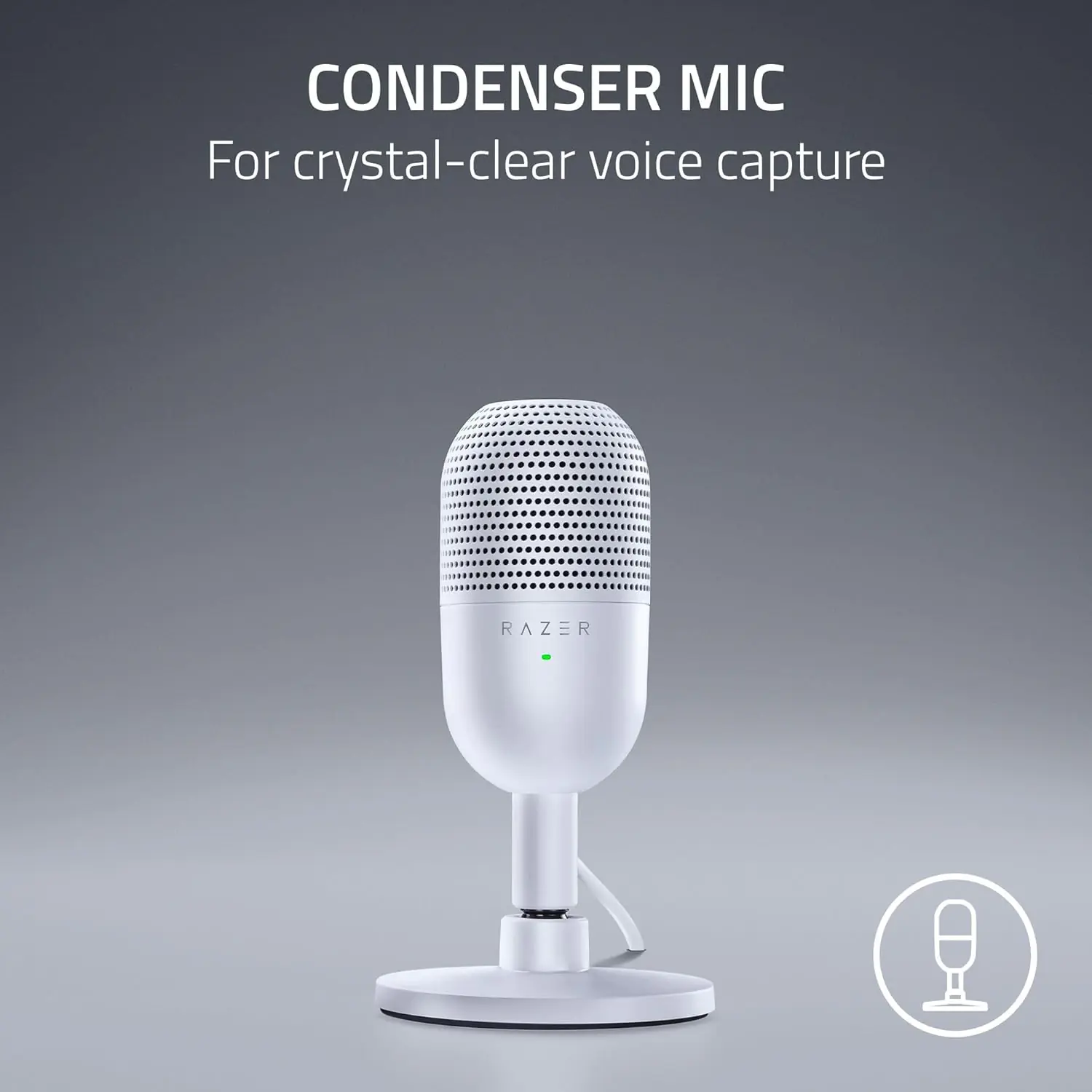 Razer Seiren V3 Mini USB Microphone, Ultra-Compact, Supercardioid Condenser, Tap-to-Mute, LED Indicator, Built-in Shock Absorber, Plug-and-Play, for Gaming/Streaming/Meetings