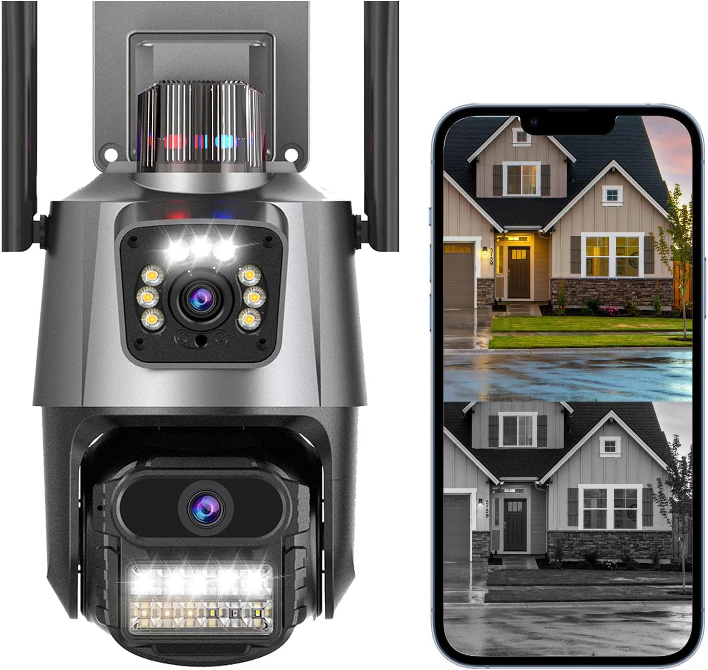P11-QQ6 Camera Surveillance Security 4K Dual Lens Surveillance Camera for Home Security 4K Dual Lens Security Camera Outdoor Cam with Auto Tracking