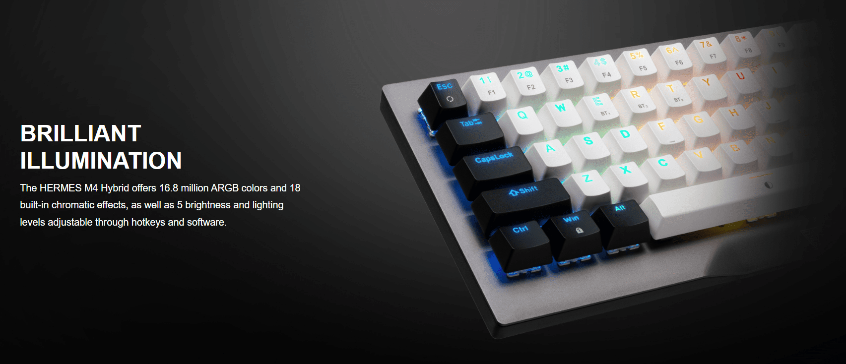 HERMES-M4-HYBRID HERMES HYBRID MECHANICAL GAMING KEYBOARD GAMDIAS HERMES M4 HYBRID 60% MECHANICAL GAMING KEYBOARD WITH RED SWITCH