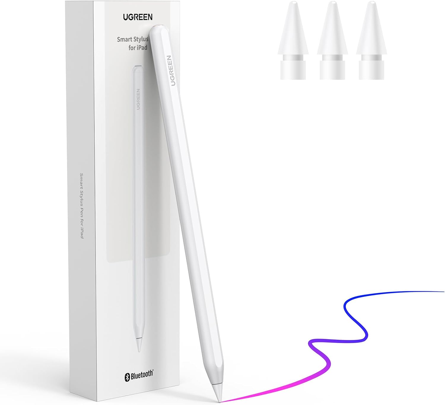 UGREEN-35834 Stylus Pen for iPad USBC and Magnetic Charging UGREEN Pencil for iPad Magnetic Wireless Charge 2nd Generation Tilt Sensitivity Palm Rejection Power Display Pencil Pen ; USB-C & Magnetic Charging ; for iPad Pro