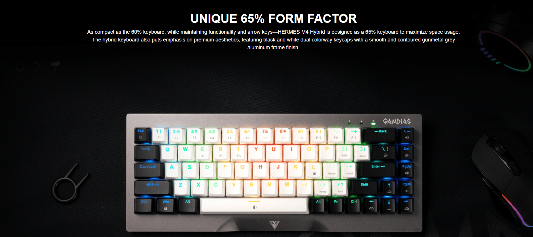 HERMES-M4-HYBRID HERMES HYBRID MECHANICAL GAMING KEYBOARD GAMDIAS HERMES M4 HYBRID 60% MECHANICAL GAMING KEYBOARD WITH RED SWITCH