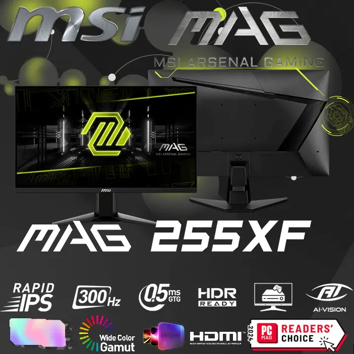 9S6-3BC21M-021 MSI MAG 25 inch FHD 300Hz IPS Gaming Monitor MSI MAG 255XF 25 inch FHD 300Hz Flat Gaming Monitor ; FHD (1920 x 1080) Rapid IPS Panel 0.5ms (GtG