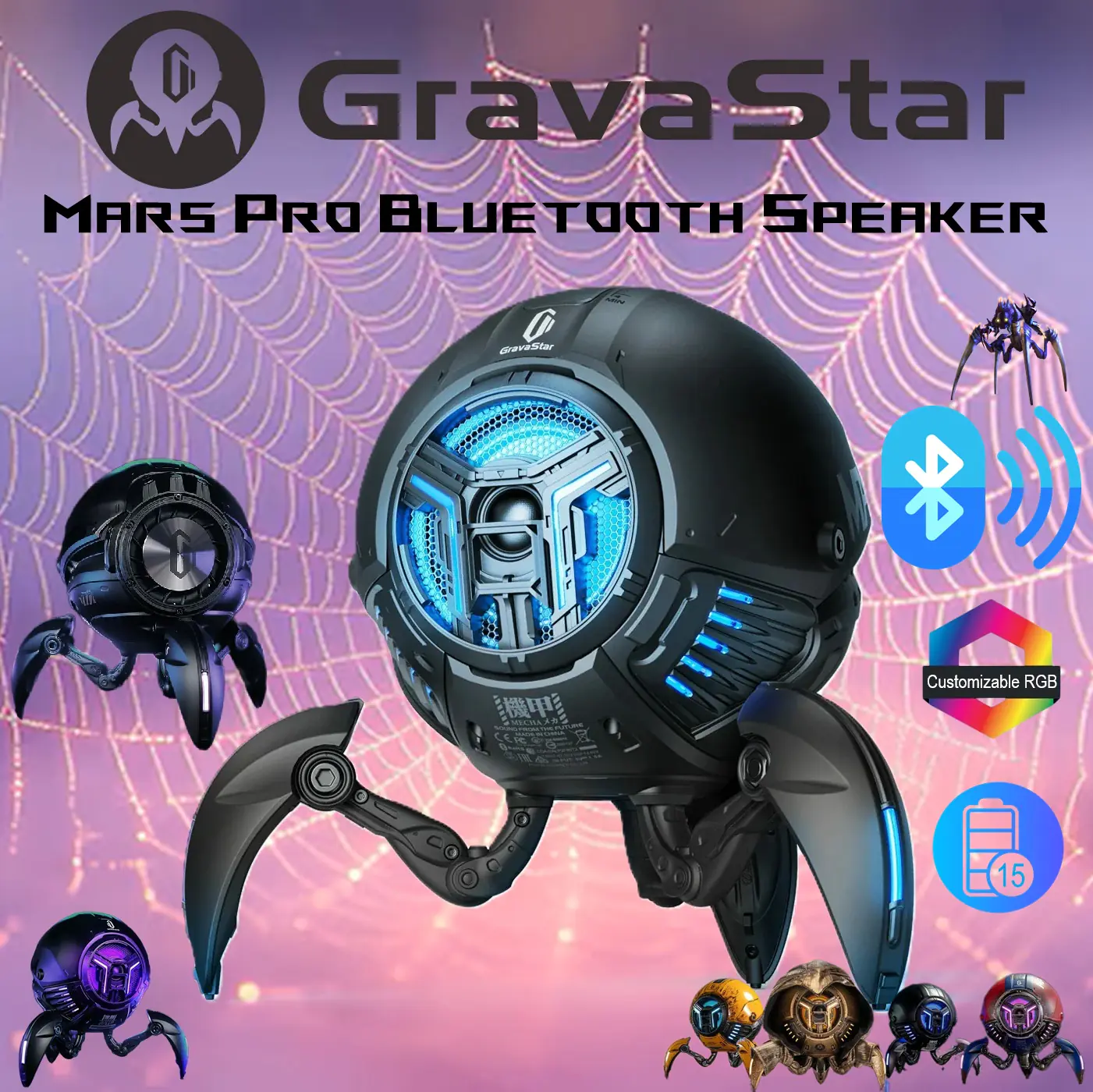 501176-MARS.PRO-BK GravaStar Mars Pro Bluetooth RGB Speaker GravaStar Mars Pro Bluetooth Speaker