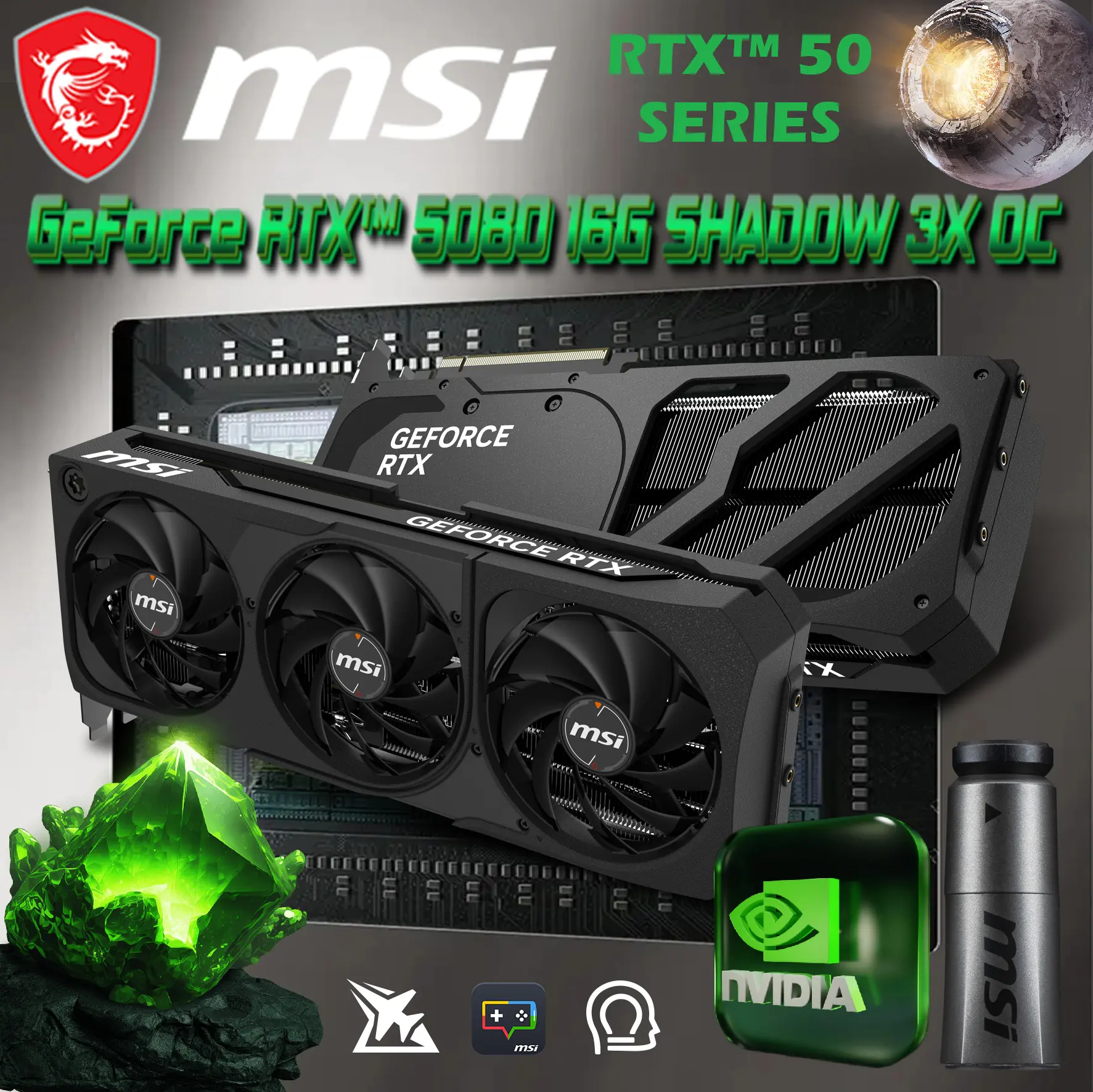 912-V531-031 MSI GeForce RTX 5080 16GB GDDR7 Shadow 3X OC MSI GeForce RTX 5080 16GB GDDR7 Shadow 3X OC Graphics Card With DLSS 4